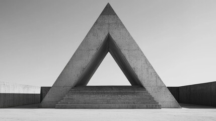 Monochromatic Concrete Triangle Sculpture