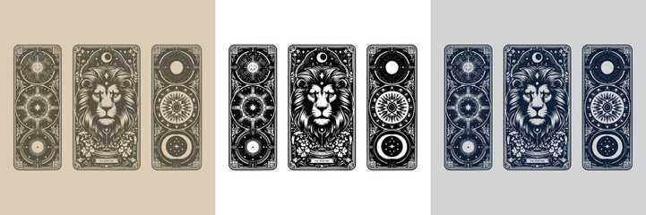 fantasy lion vector playing card tattoo design