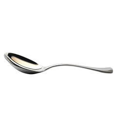 Silver spoon photo stacking side view isolated on transparent or white background.