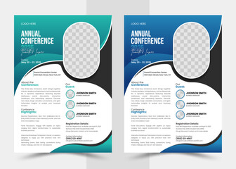 Creative business webinar conference flyer design template, annual business event strategies workshop poster