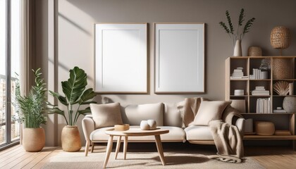 Cozy Simple Living Room Interior Closeup 3D Render Showcasing Warm Wood Tones, Textured Fabrics, and Natural Light, Perfect for Digital Art, Home Decor, or Design Inspiration.