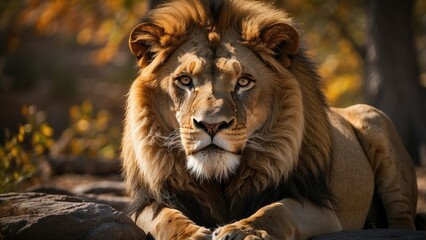 Obraz premium A collection of five lion heads,