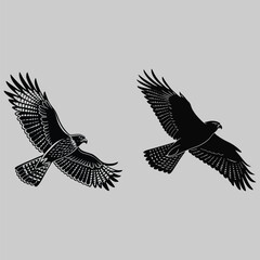 a falcon diving silhouette vector design art and illustration