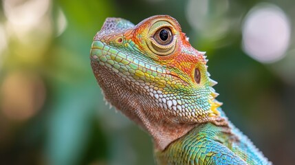 Obraz premium Vibrant Changeable Lizard Portrait