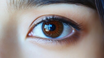 Fototapeta premium Close-Up of Beautiful Brown Eye with Intricate Details and Highlights