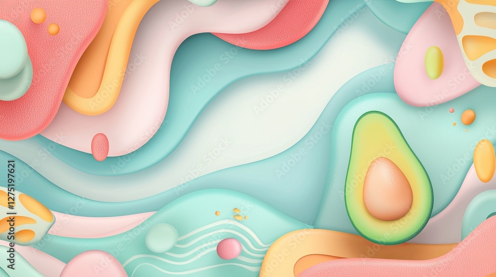 Poster colorful abstract waves with soft curves and textured backgrounds