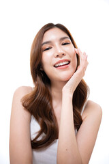 Fototapeta premium A portrait of a young Asian woman posing in a studio