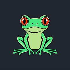 Green frog with red eyes.
