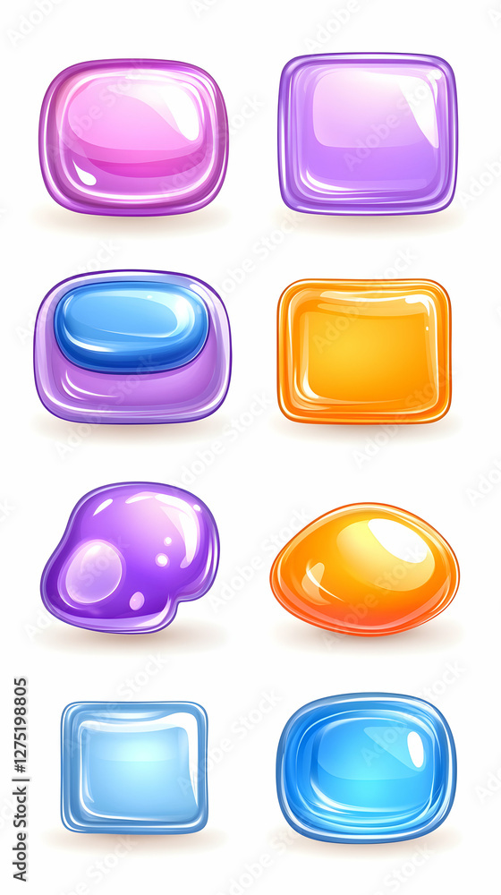 Poster colorful glossy buttons game interface design elements