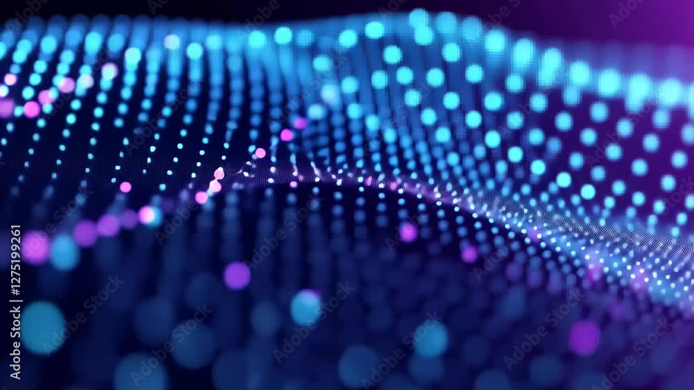 Poster vibrant dot halftone pattern in dark purple violet gradient with soft transitions, background dot ha