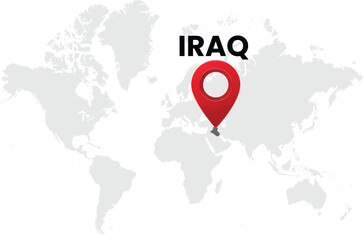 Iraq map on transparent background. Iraq map with country highlighted with location symbol. Vector illustration of Iraq map with pin location.