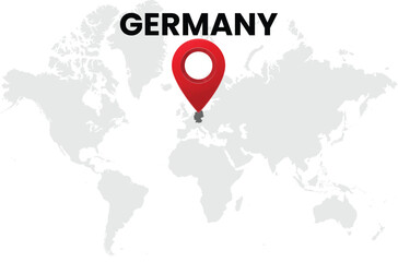 Germany map on transparent background. Germany map with country highlighted with location symbol. Vector illustration of Germany map with pin location.