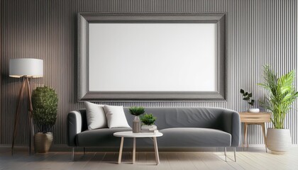3D Rendered Mockup Frame in Interior Background Vibrant Textures and Colors Blend with Modern Architecture, Invoking a Sophisticated and Warm Atmosphere