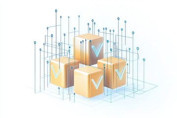 Fototapeta premium 3D line icon representing product quality assurance for businesses, shown on a clean white backdrop.