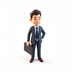 3D Cartoon Businessman with Briefcase