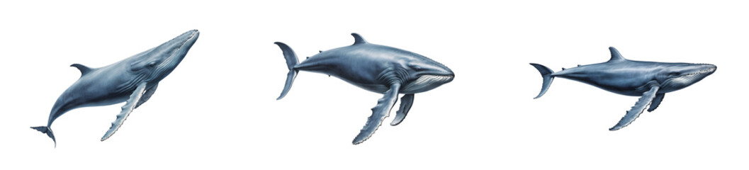 Fototapeta premium Graceful Blue Whale on Transparent Background