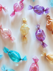 Wrapped candy laying on white background