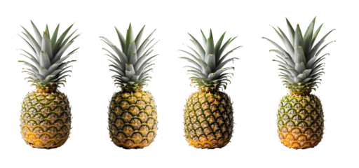 Whole Pineapple with Vibrant Crown on Black Background