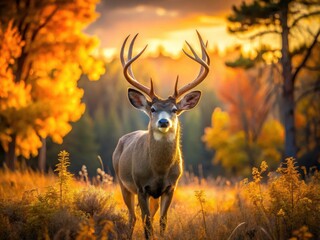 Long exposure reveals a regal mule deer buck, its antlers elegantly silhouetted against the softly blurred landscape.