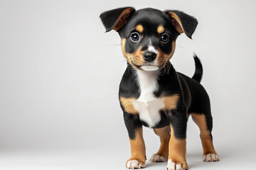 Classic Miniature Pinscher Puppy Portrait Demonstrating Perfect Breed Standards and Natural Confidence in Professional Studio Environment with Premium Lighting Setup