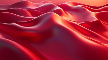 Obraz premium A stunning 3D hyper-realistic red abstract background with luxurious silk-like texture, smooth gradients, and elegant light reflection for a premium, minimalist vibe.