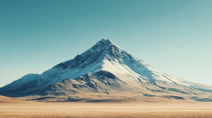 Fototapeta premium Snow Covered Mountain Peak in Arid Landscape