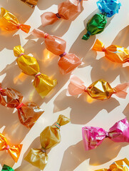 Wrapped candy laying on white background