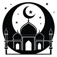 A minimalist silhouette of an elegant mosque