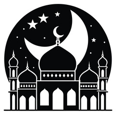 A minimalist silhouette of an elegant mosque