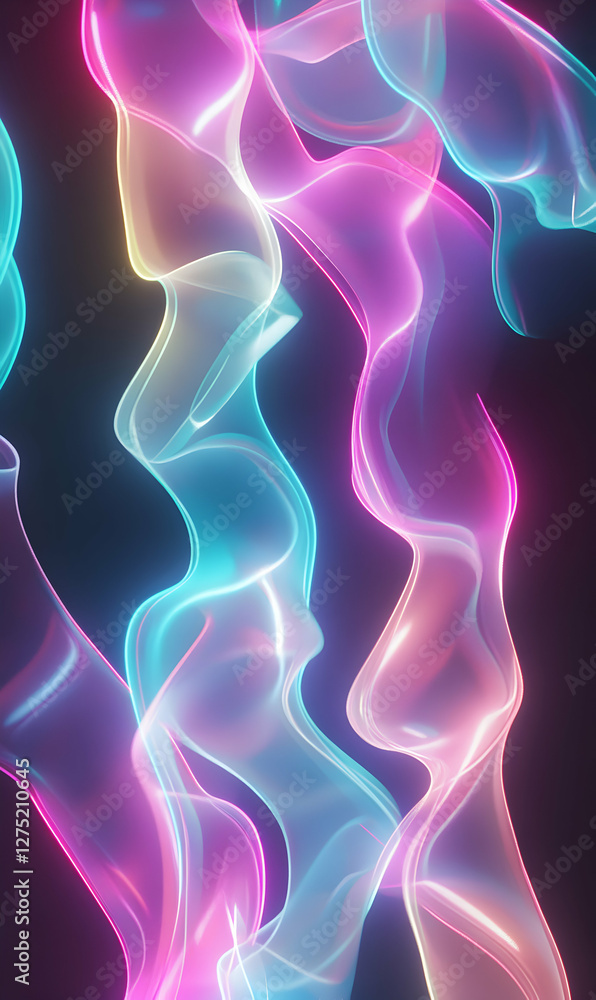 Poster abstract neon light streaks create a flowing pattern on a dark background showcase