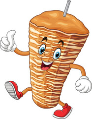 Cartoon doner kebab giving thumb up, Turkish cuisine 