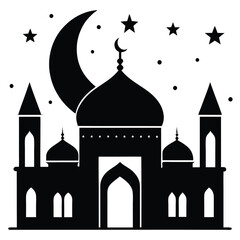 A minimalist silhouette of an elegant mosque