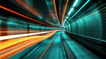 Speed, Light Trails in a Futuristic Tunnel