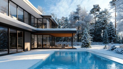Fototapeta premium Snowy Yard Pool