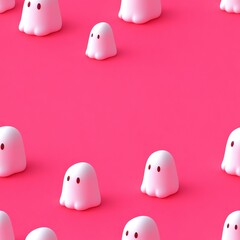 Cute Pink Ghost Halloween Background