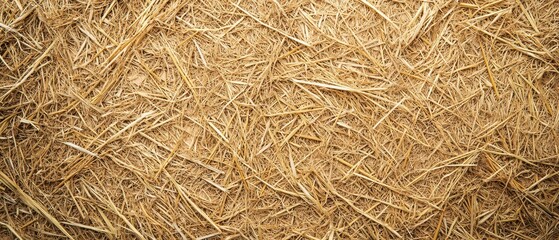 Textured background of golden hay or straw in a natural setting.
