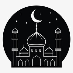 A minimalist silhouette of an elegant mosque