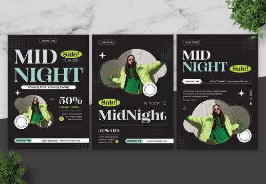 Green And Black Midnight Sale Flyer