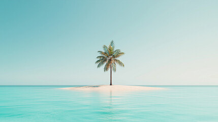 Fototapeta premium Serenity Awaits at the Lone Palm Island