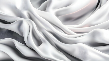 Fototapeta premium Elegant white silk fabric drapes, soft folds, abstract background, textile texture