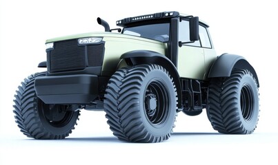 Obraz premium A powerful off-road tractor showcasing robust design on a clean white background, ideal for agricultural or machinery use