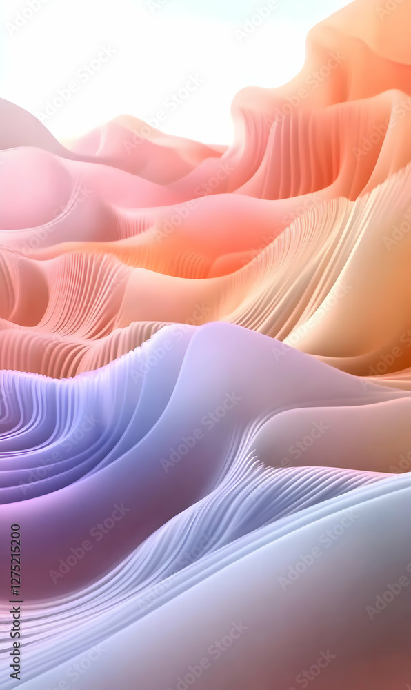 Poster abstract fluid art with dynamic flow and pastel gradients, dreamlike motion rendering