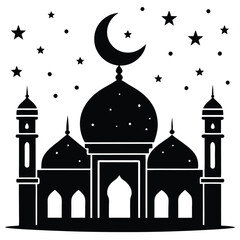 A minimalist silhouette of an elegant mosque