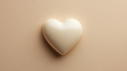 White Heart on Beige Textured Background