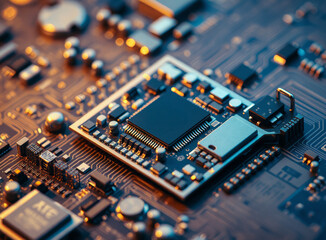 Obraz premium High-Tech Motherboard Design, Electronic Circuitry, Advanced Computing Components