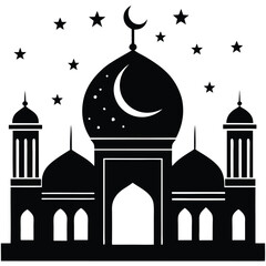 A minimalist silhouette of an elegant mosque