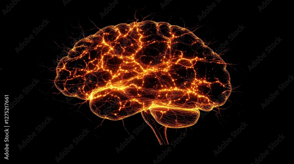 Poster a glowing representation of a brain with intricate neural connections.