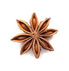 Star anise on white background, top view