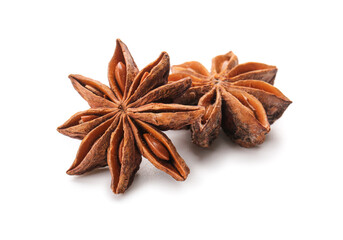Star anise on white background