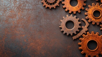 Rusty Gears on Metal Surface